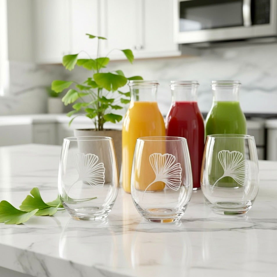 Hand Etched Wine Glass - Botanical Minimal Designs - Hand-etched Glass Gift