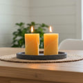 Beeswax Leaf Embossed Pillar Candles | Natural Hand-poured 100% Pure USA Beeswax - Eco-Friendly Gift