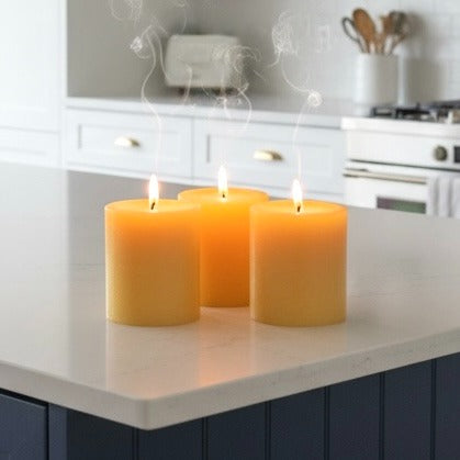 Beeswax Pillar Candles | Natural Hand-poured 100% Pure USA Beeswax - Eco-Friendly Gift