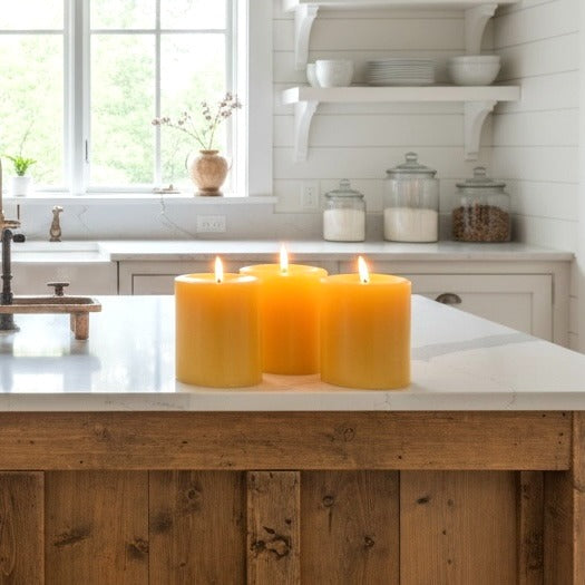 Beeswax Pillar Candles | Natural Hand-poured 100% Pure USA Beeswax - Eco-Friendly Gift