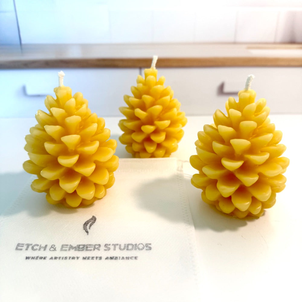 Beeswax Pinecone Candles | Natural Hand-poured 100% Pure USA Beeswax - Eco-Friendly