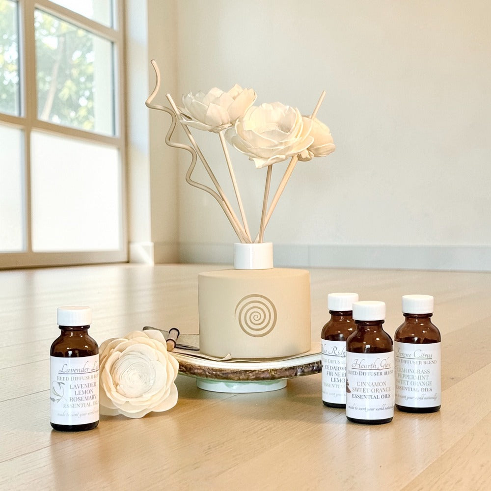Etched Reed Diffuser - Botanical - Matte Glass with Essential oils - Natural Home Aromatherapy Gift