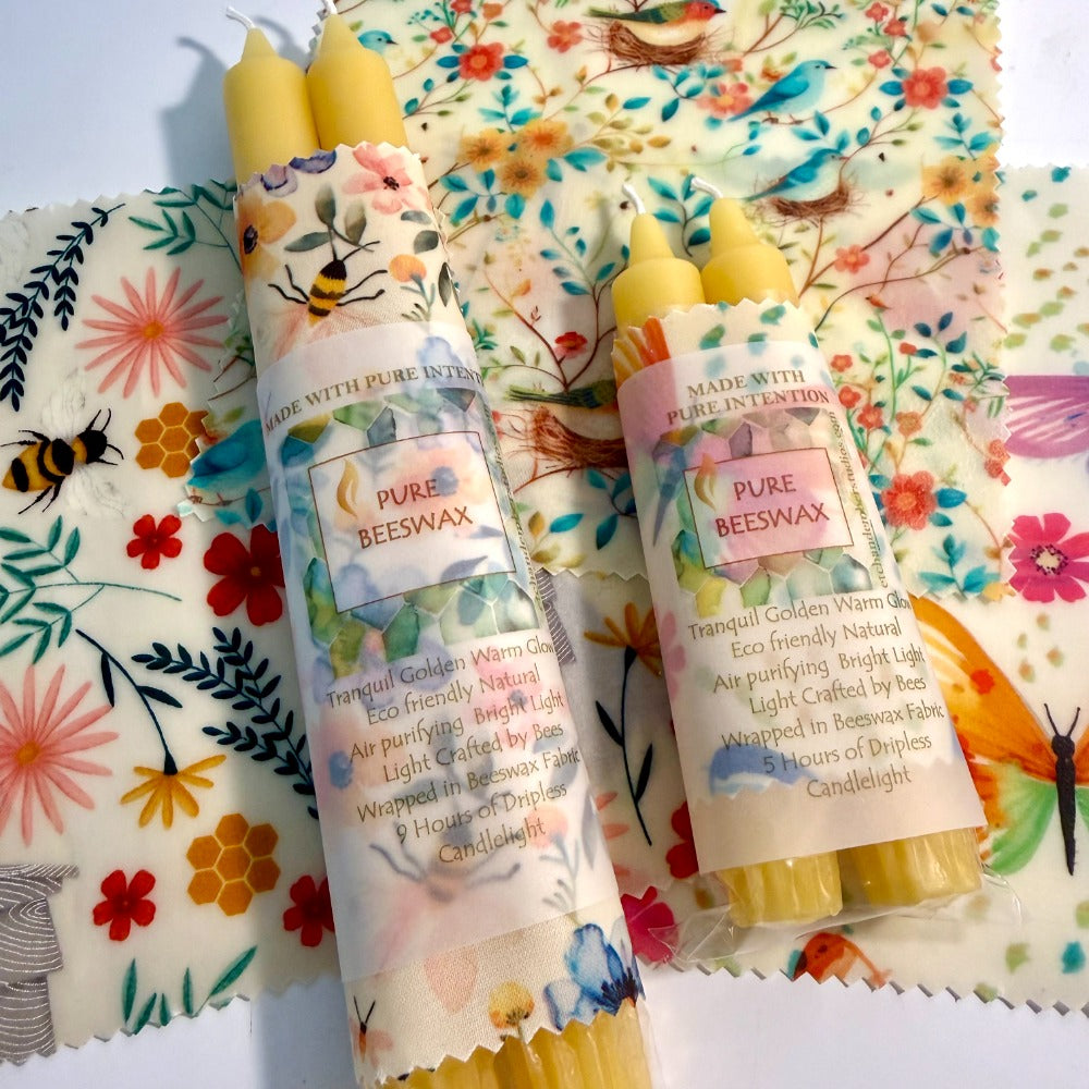 Beeswax Taper Candles | Natural Hand-poured 100% Pure USA Beeswax - Eco-Friendly