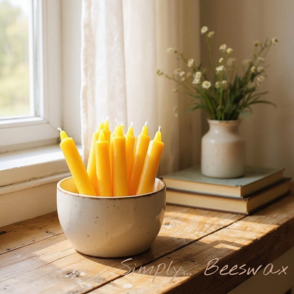 Beeswax Taper Candles | Natural Hand-poured 100% Pure USA Beeswax - Eco-Friendly