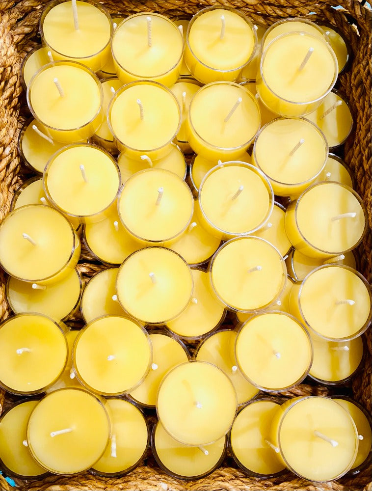 Beeswax Tea Light Candles | Natural Hand-poured 100% Pure USA Beeswax - Eco-Friendly Gift